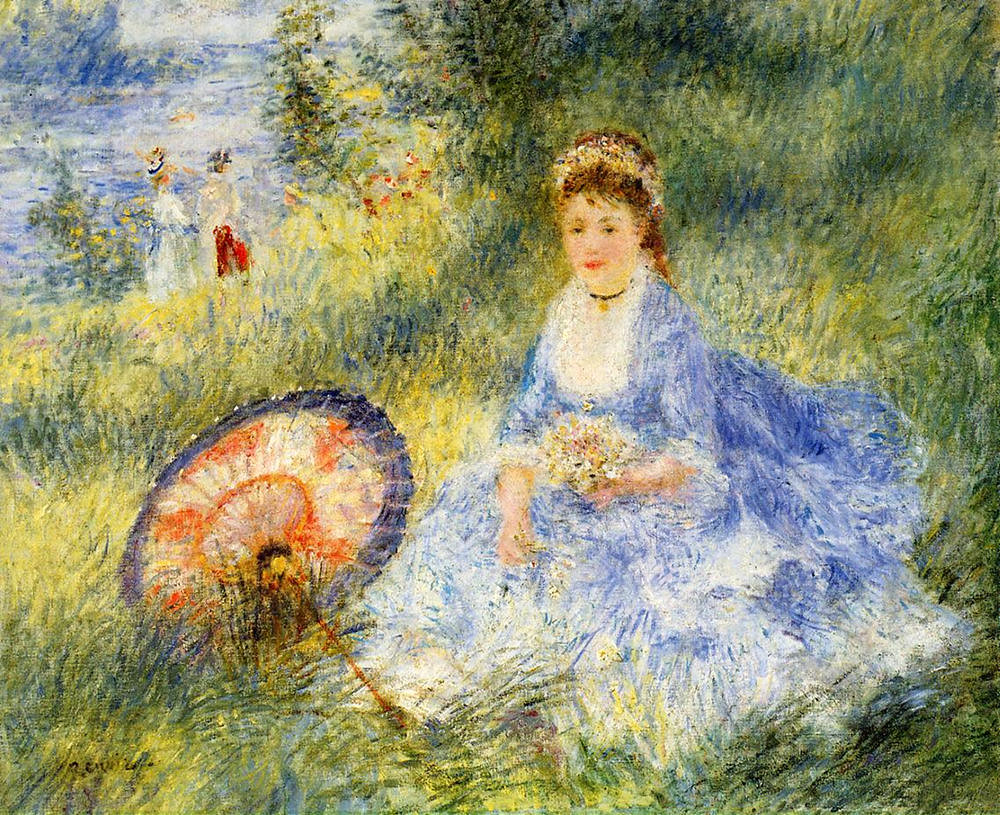 Young Woman with a Japanese Umbrella by Pierre Auguste Renoir, 1876