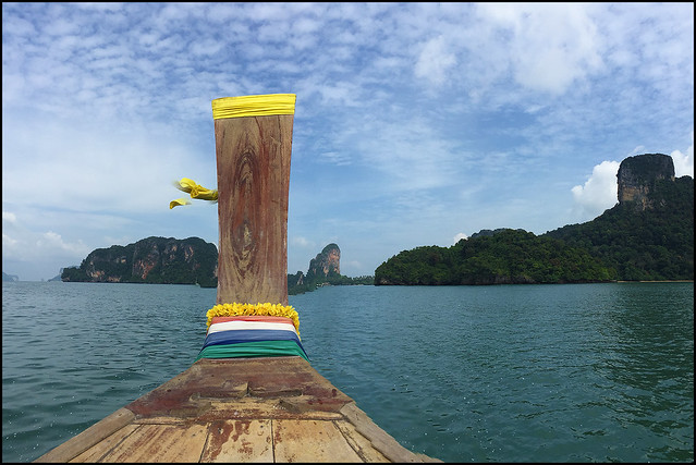 Longtail boat approaching Railay Bay