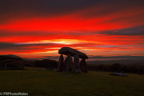 pembrokeshire pentreifan wales ancient capstone monument neolithic outdoors prphotowales red silhouette stones sunset photograph canon saturated travel burial chamber tomb