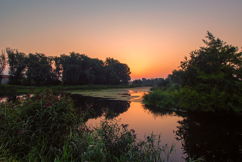 sunrise nature trees landscape water river poland polska pomerania reflection color colour