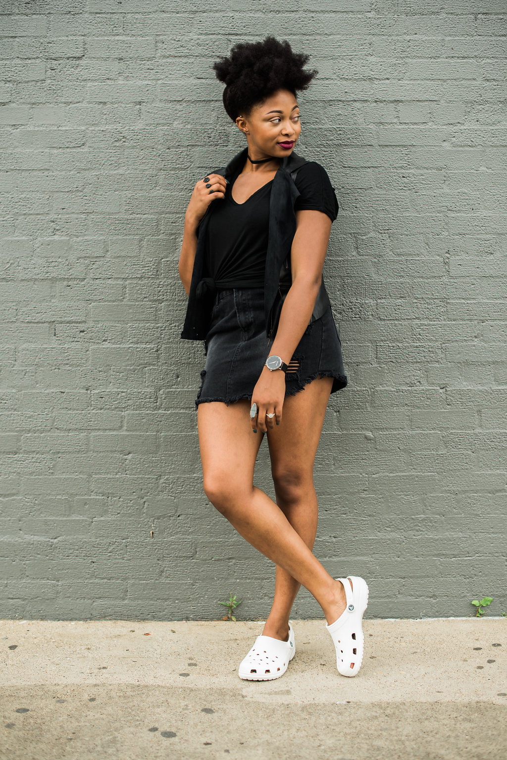 how to style a faux leather sleeveless vest