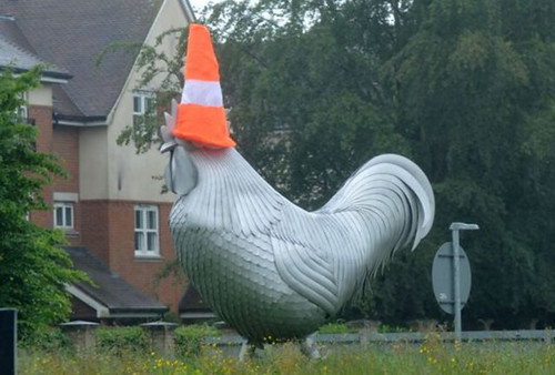 Dorking Cock - knitted traffic cone