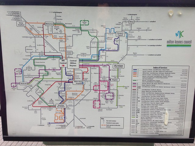 Network map on bus stop, Milton Keynes