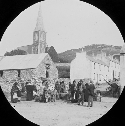 A view through the peephole of Market day in Clifden