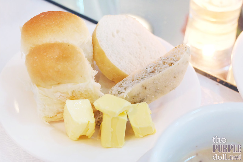 Bread and butter served with Soup