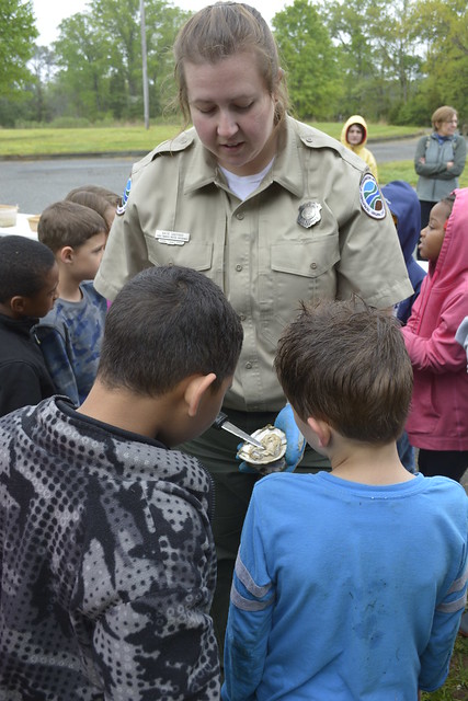 Ranger Katie leading a program about oysters. 