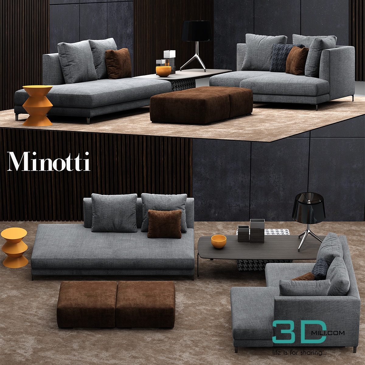 Minotti Allen 2 3D Mili Download 3D Model Free 3D Models 3D
