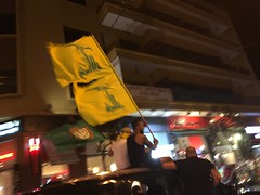 Hizbullah celebrate in Hamra, Beirut