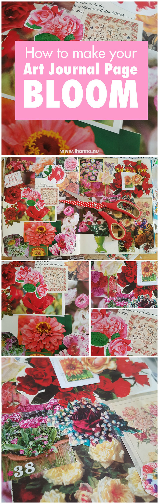 How to make your Art Journal Page Bloom - cut and paste tutorial by iHanna #artjournaling