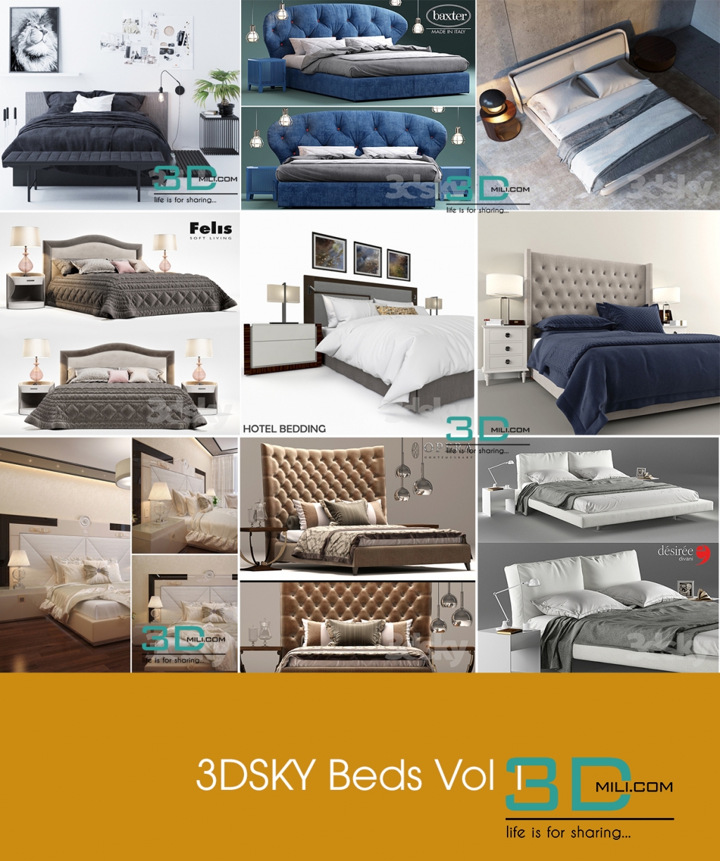 3dsky Bed Vol 1 Free Download 3dmili 2020 Download 3d Model Free 3d Models 3d Model Download