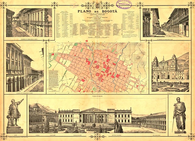 Agostino Codazzi - Plano de Bogotá (1852) del Atlas geográfico e histórico de la República de Colombia (1890)