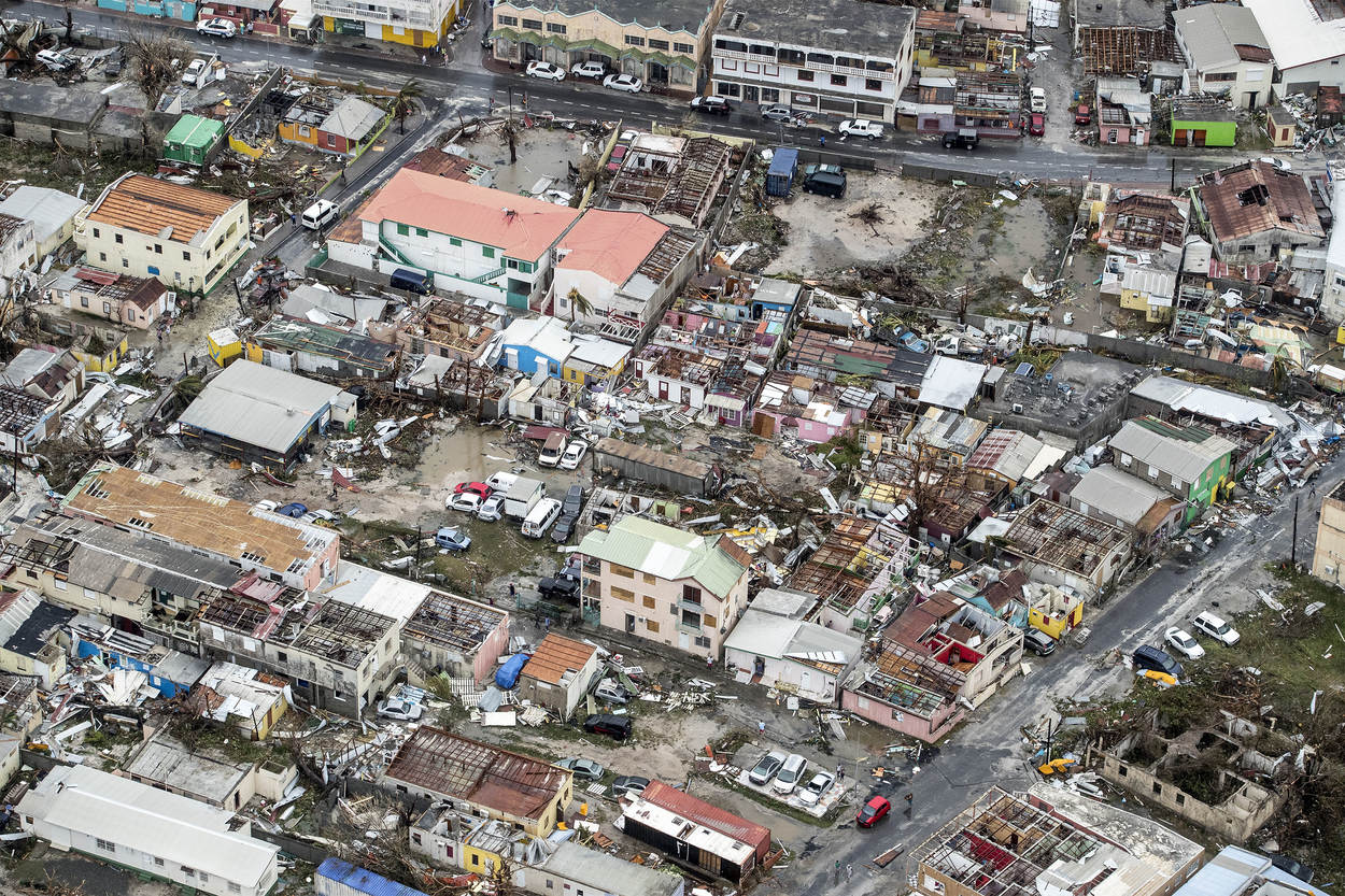 Sint Maarten was heavily damaged during Hurricane Irma, September 6, 2017