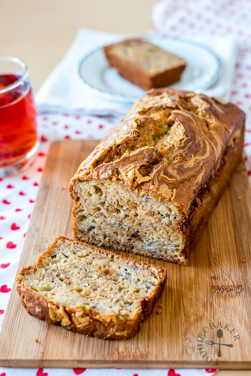 Banana Loaf / Bread / Cake with Peanut Butter Swirl