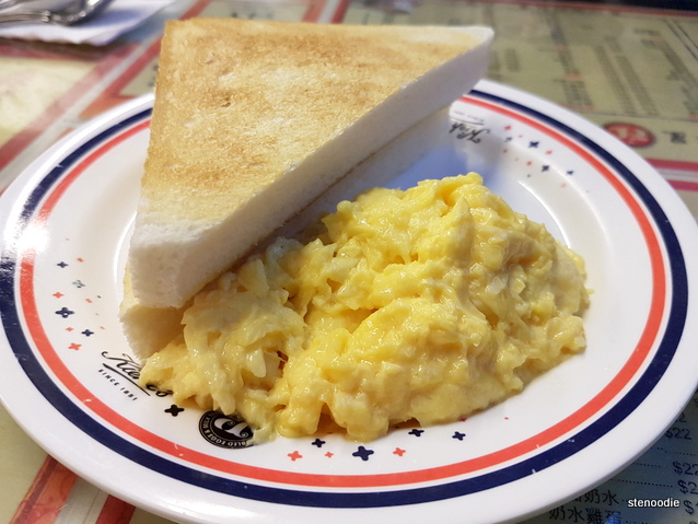Buttered toast and scrambled eggs