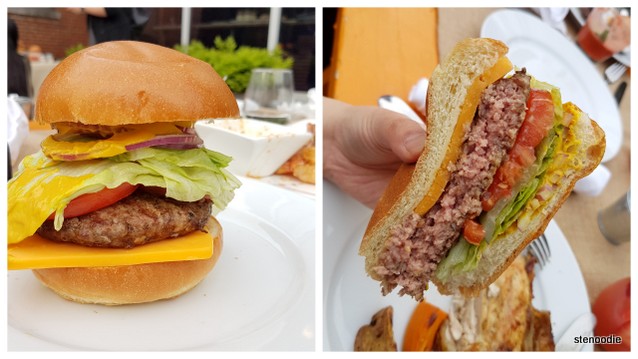  Burger and burger cut in half