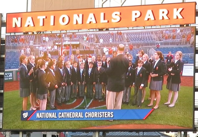 Washington National Cathedral Choristers sing the National Anthem at Nationals Park 9-13-2017