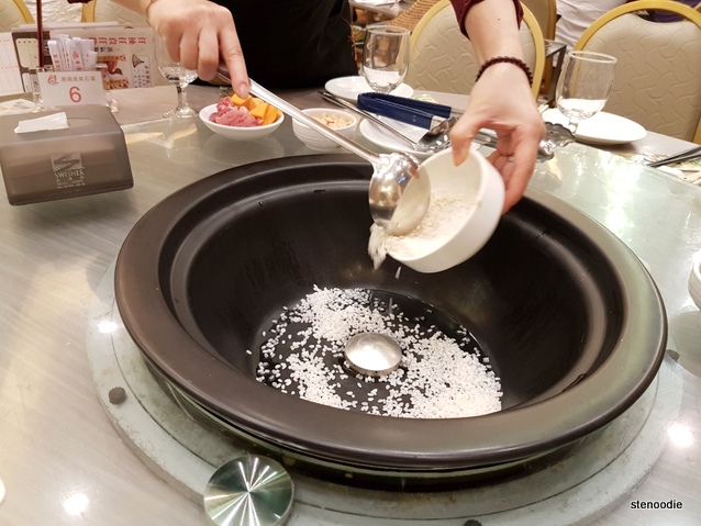 congee steam pot on the table