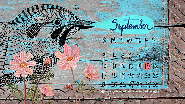 September 2017 desktop calendar