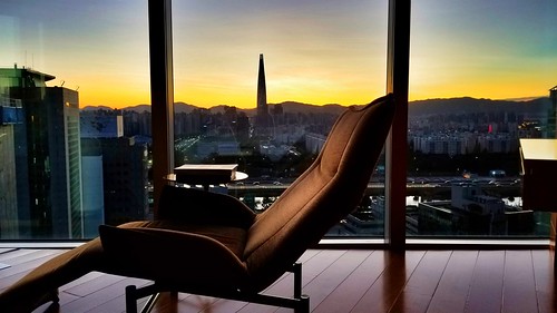 seoul skyline window hyatt lottetower parkhyatt southkorea korea indoor room hotel worldofhyatt hyattlife chair sunrise