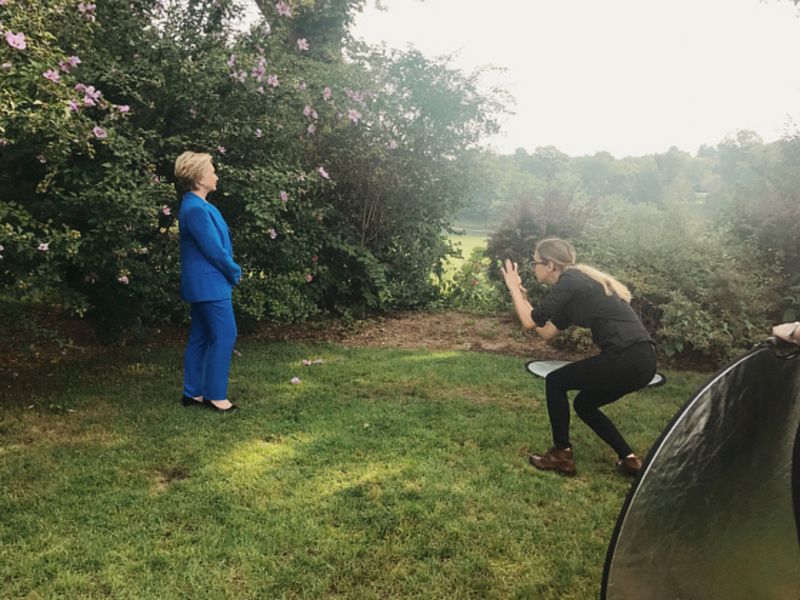 Luisa Dörr, right, photographs secretary Hillary Rodham Clinton, in Chappaqua, New York on Sept. 5, 2017..v1
