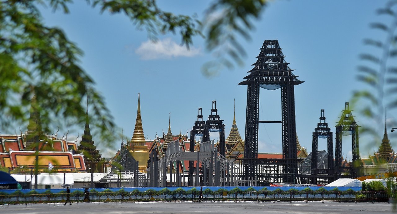 Funeral pyre for King Bhumibol Adulyadej, under construction in Bangkok