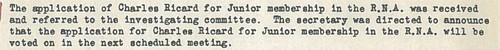 Charles J. Ricard 1948 RNA membership application
