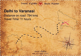 Map from Delhi to Varanasi