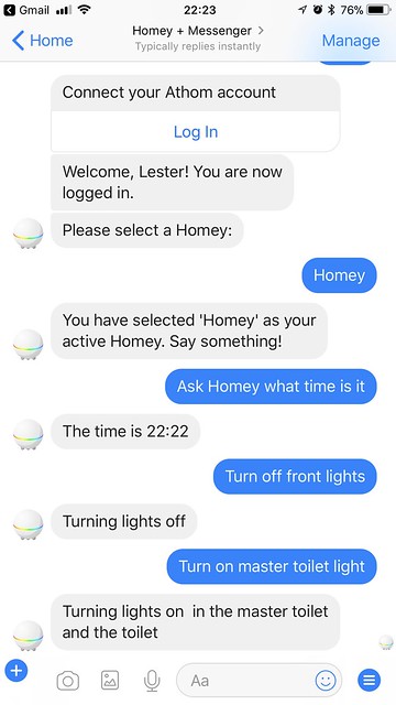 Homey - Facebook Messenger