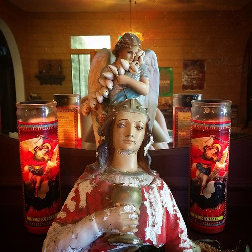 Burning candles to St. Michael Archangel (patron guardian of first responders, those in boats, & the sick and suffering) calling for protection & healing for everyone hurting right now in the wake of Hurricane Harvey, and still, 12 years after Hurricane K