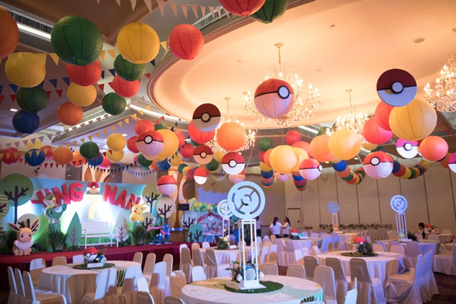 pokemon party ceiling and table