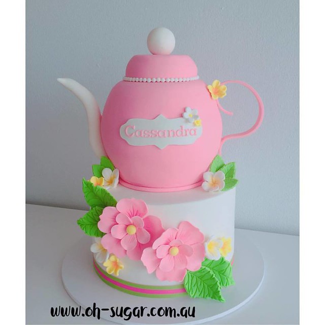 Bright Tropical Themed Kitchen Tea Cake by Oh Sugar