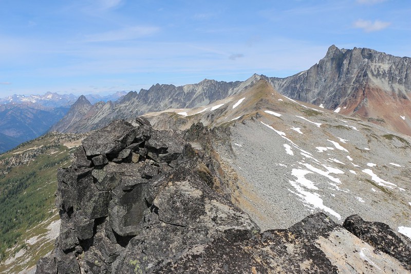View northeast to Needle Peak, Dark Peak, North Star Mountain and Bonanza Peak from the Cloudy Peak summit