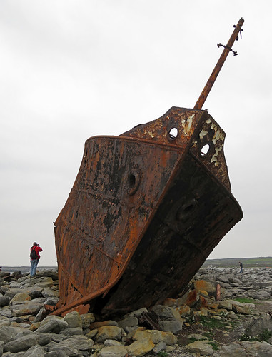 Rusty shipwreck on the Aran Island of Inisheer in Ireland