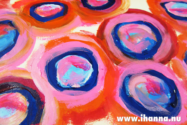 Painted circles or Painting in circles, a page in my altered art book or Book of Paint, by iHanna
