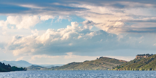 colorado horsetoothreservoir clouds cloudy fortcollins lake landscape panorama panoramic ridgeline ridges road sky water