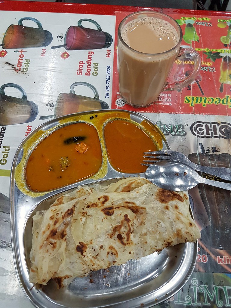 印度煎饼 Roti Kosong $1.50 & 印度拉茶 $1.50 @ Metro Curry House KL Imbi