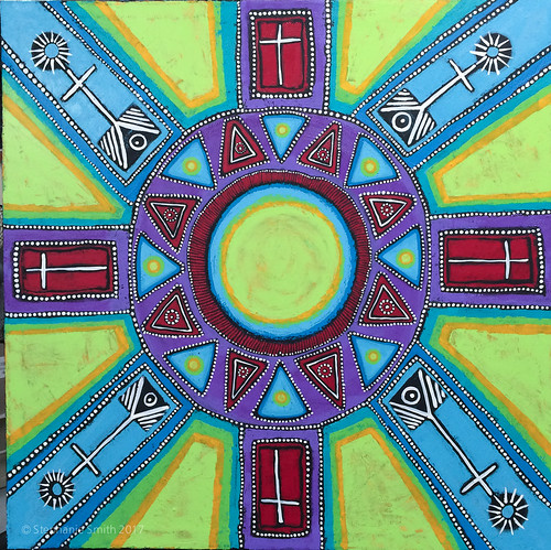 Expressive mandala painting: "Community"
