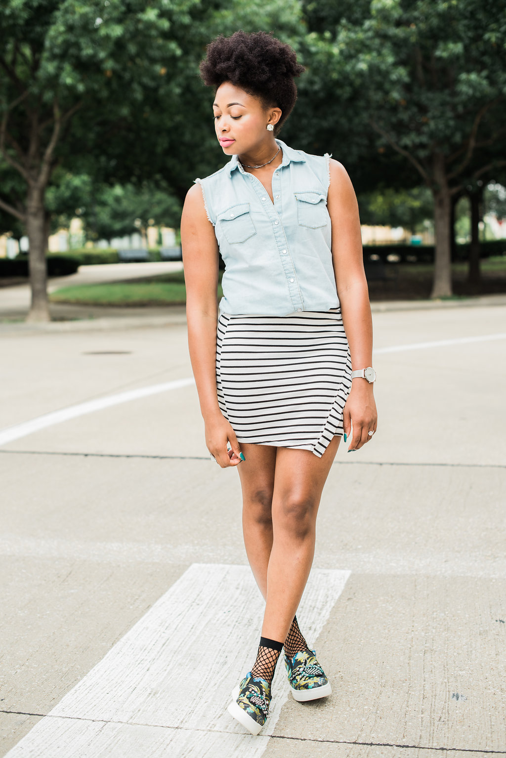 natural hair blogger, how to wear horizontal stripes