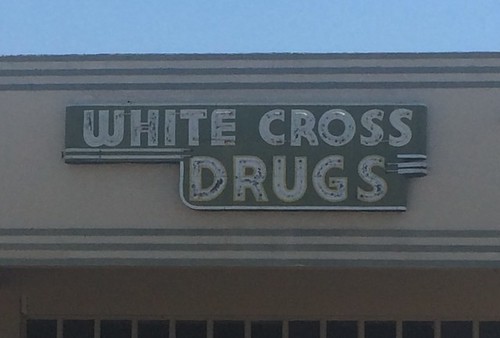 whitecrossdrugs drugstore brawley california neon advertising sign