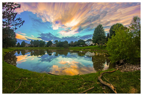 sunset cloudpainting cloudsstormssunsetssunrises pond bloomington illinois colors imagestacking