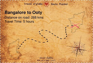 Map from Bangalore to Ooty