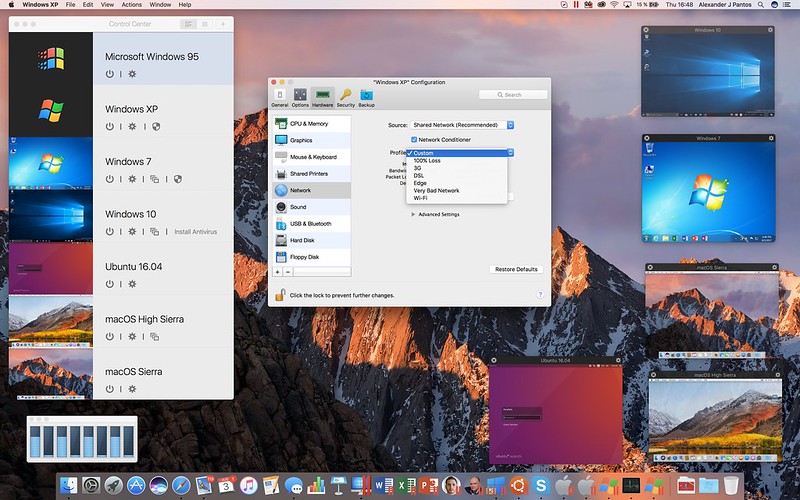 Parallels Desktop 13 - Win10, 7, Ubuntu, macOS, Network Conditioner