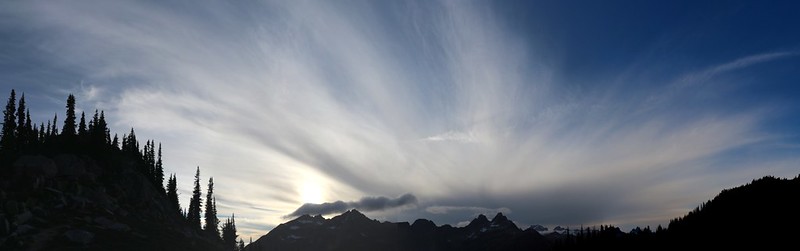 High cirrus clouds to the west from Cloudy Pass in the early evening light