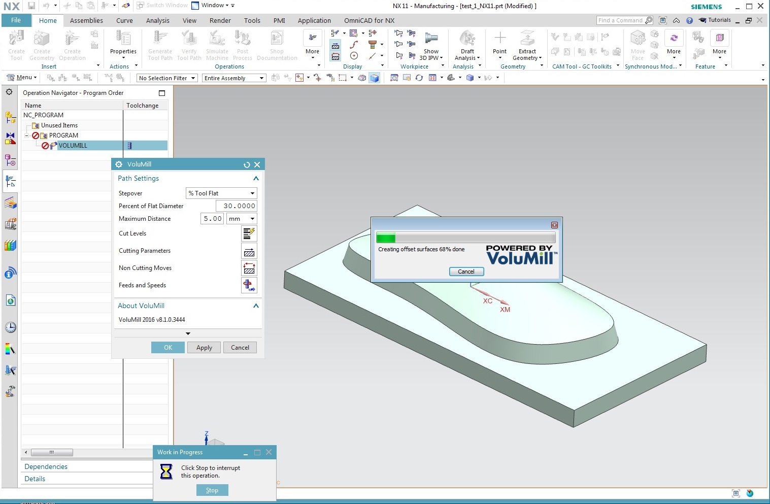 Working with VoluMill v8.1.0.3444 for NX-11.0 full license