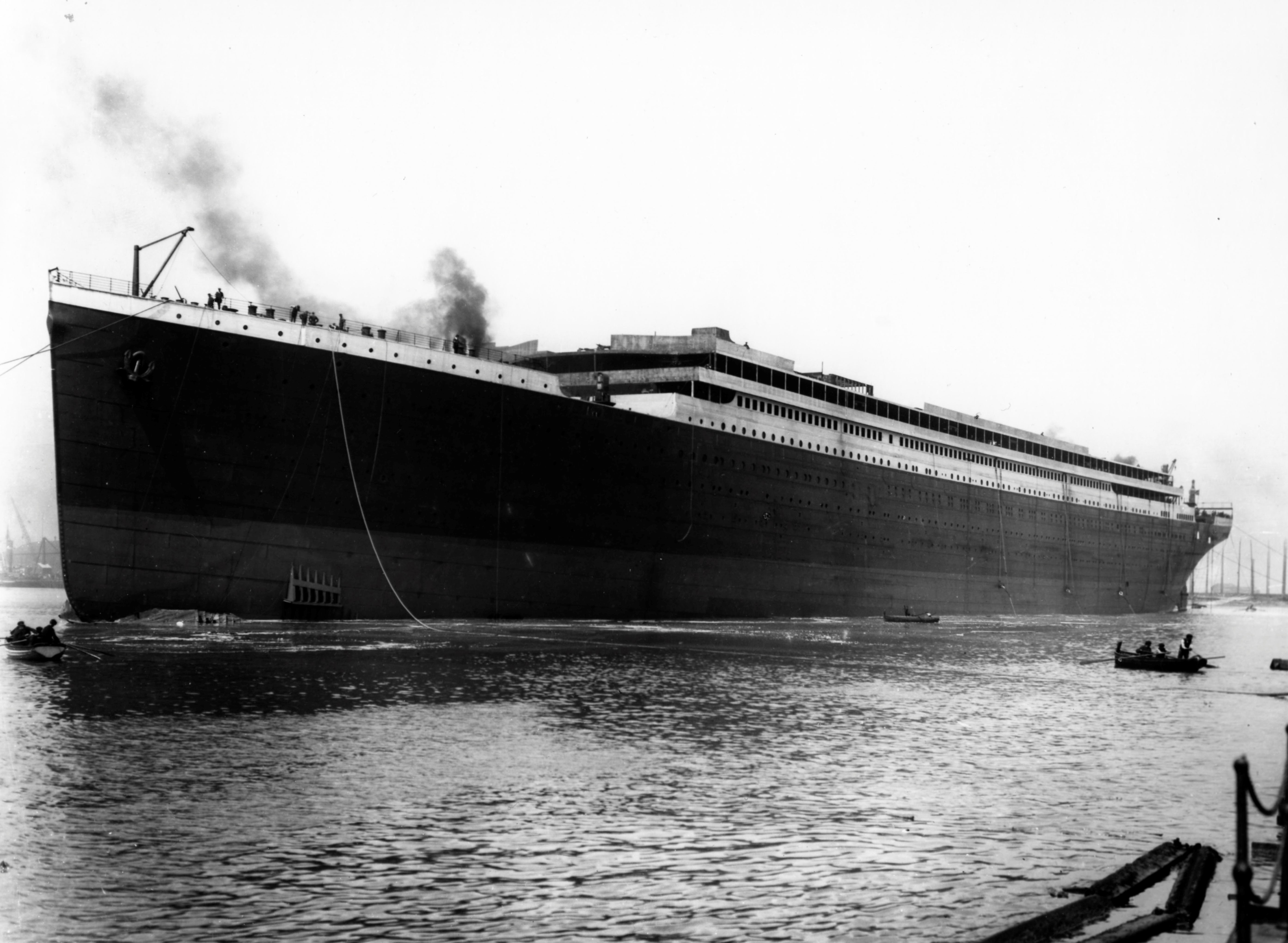 Titanic launched at Belfast, Ireland, on May 31, 1911