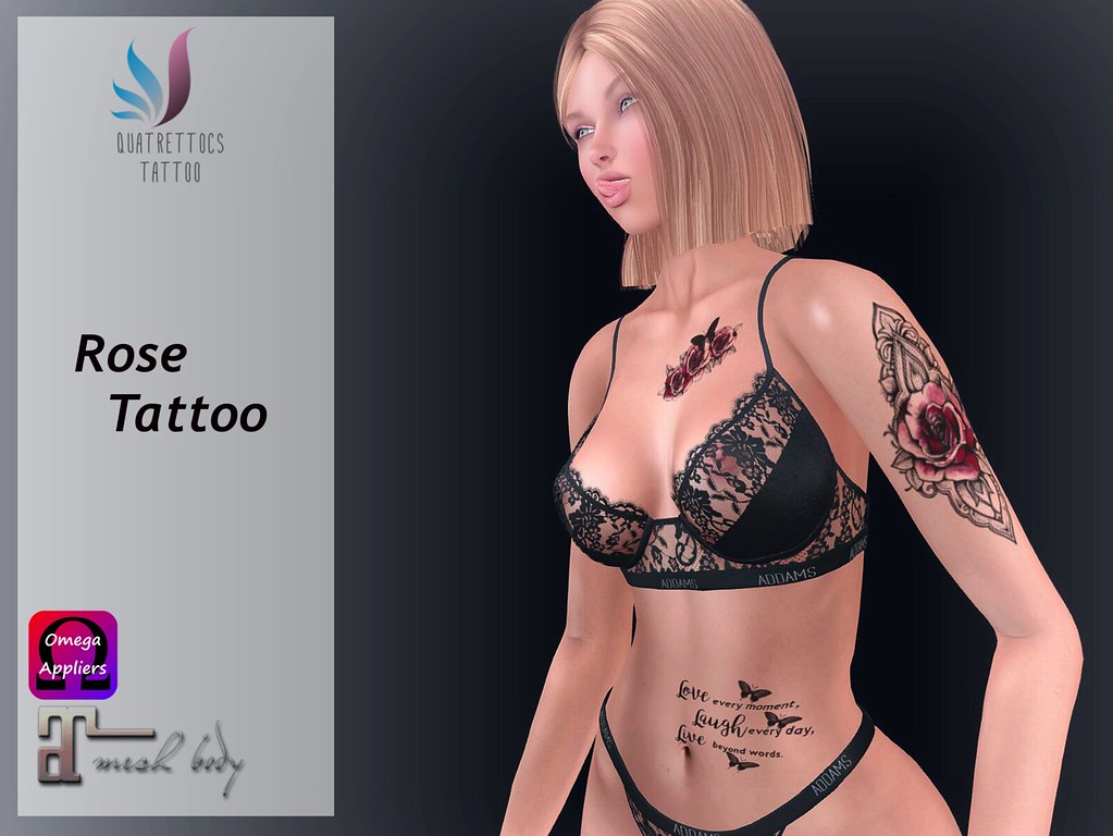 New Release : Love, Laugh, Live - Rose Tattoo and text on the Belly - SecondLifeHub.com