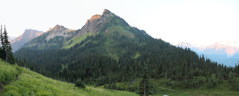 Panorama of Liberty Cap and nearby peaks from Buck Creek Pass