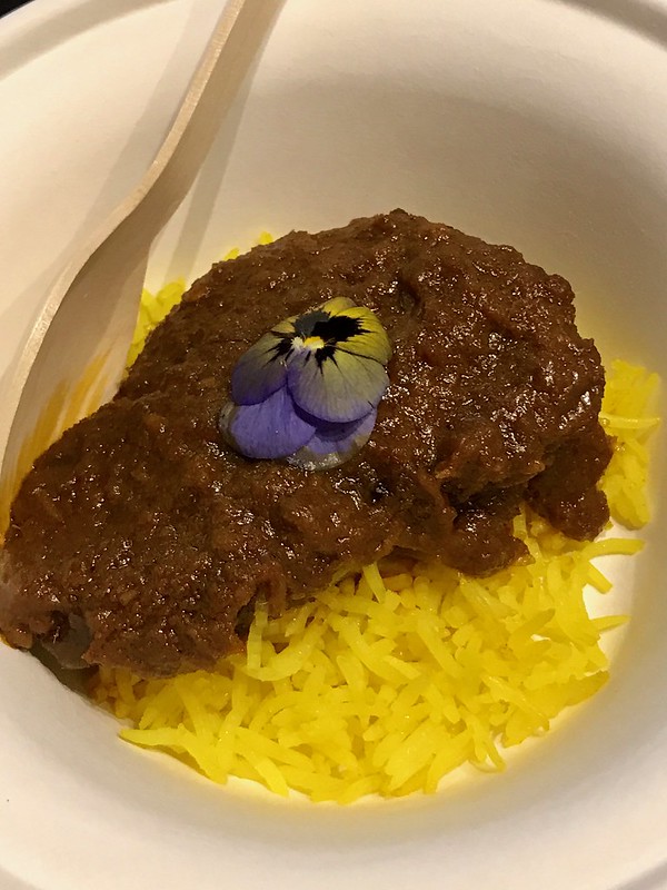 Rendang Pipi Daging (Braised Wagyu Beef Cheek Rendang Style with Turmeric Ginger Rice) from RISE
