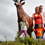 The family and a giant deer