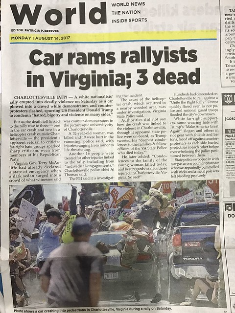 car rams rallyists in Virginia